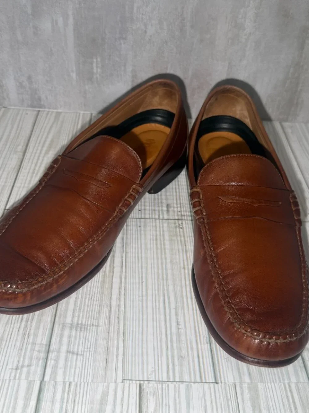 ECCO Mens 12 M Brown Leather Penny Loafers Phorene Comfort Made in Brazil